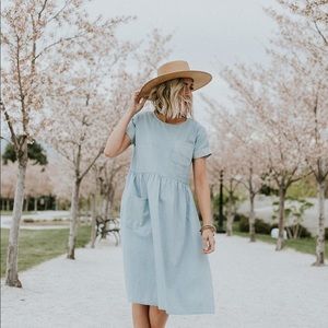 Roolee chambray pocket midi dress